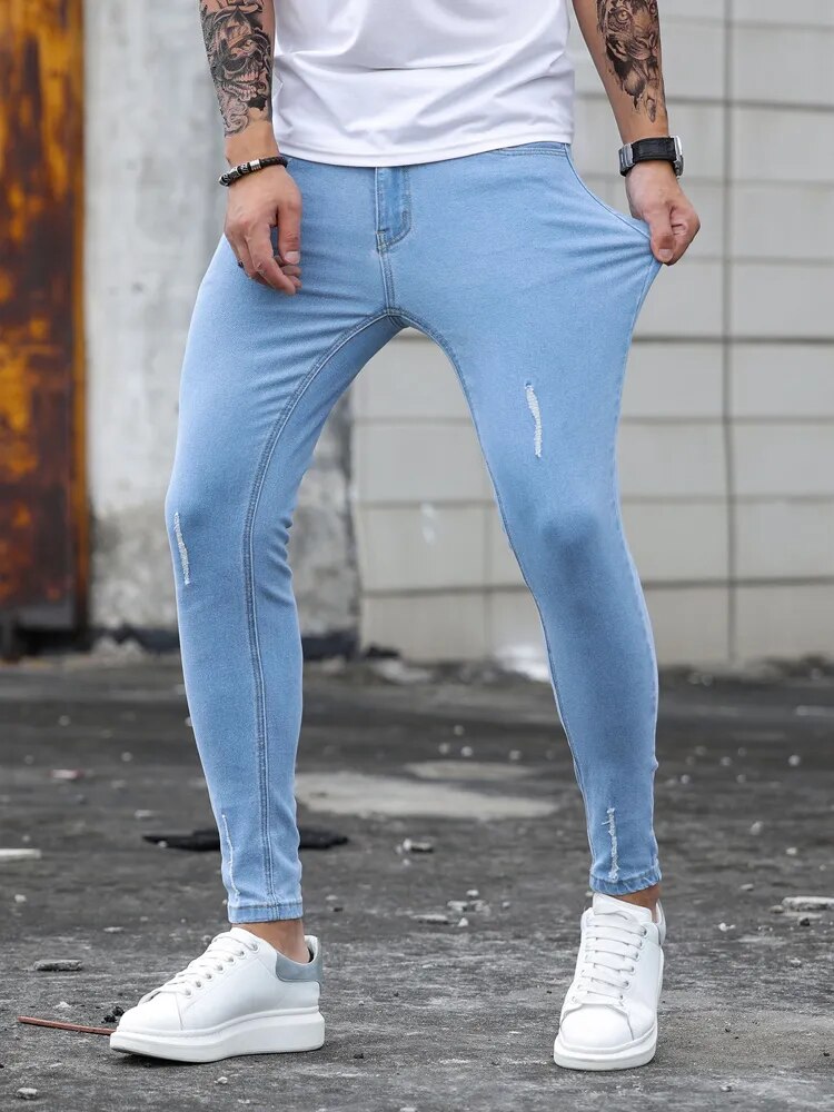 Ripped Skinny Stretch Casual Denim Trousers